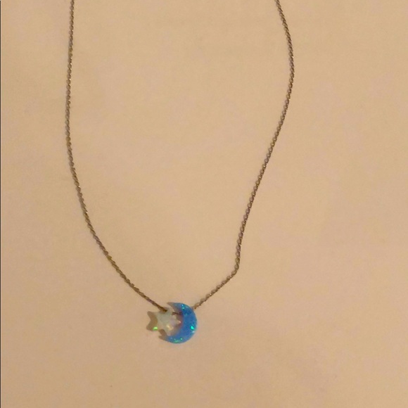 MOON & STAR NECKLACE MADE WITH REAK STONES - Picture 1 of 1